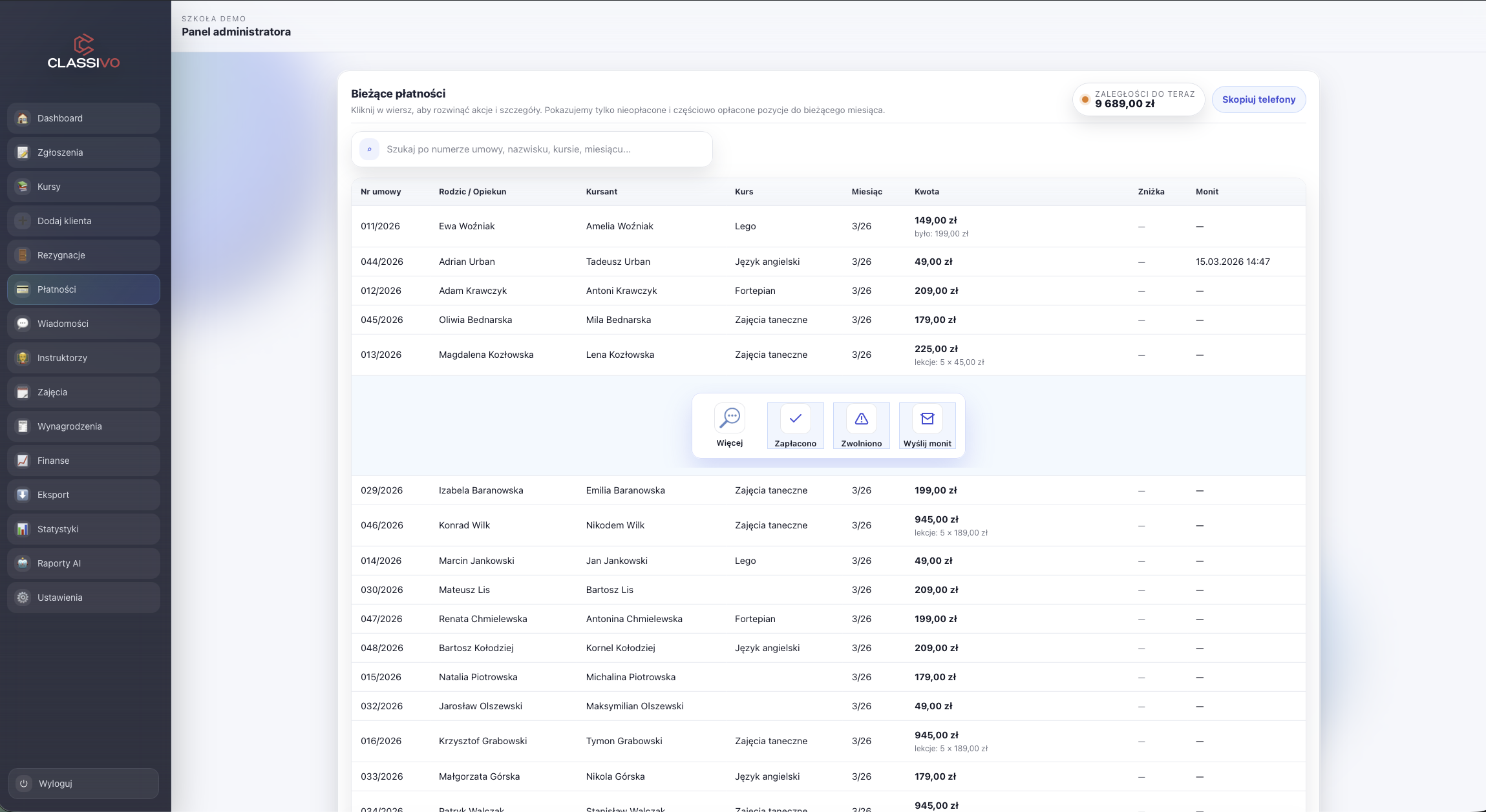 Moduł płatności i rozliczeń w systemie Tuntievo