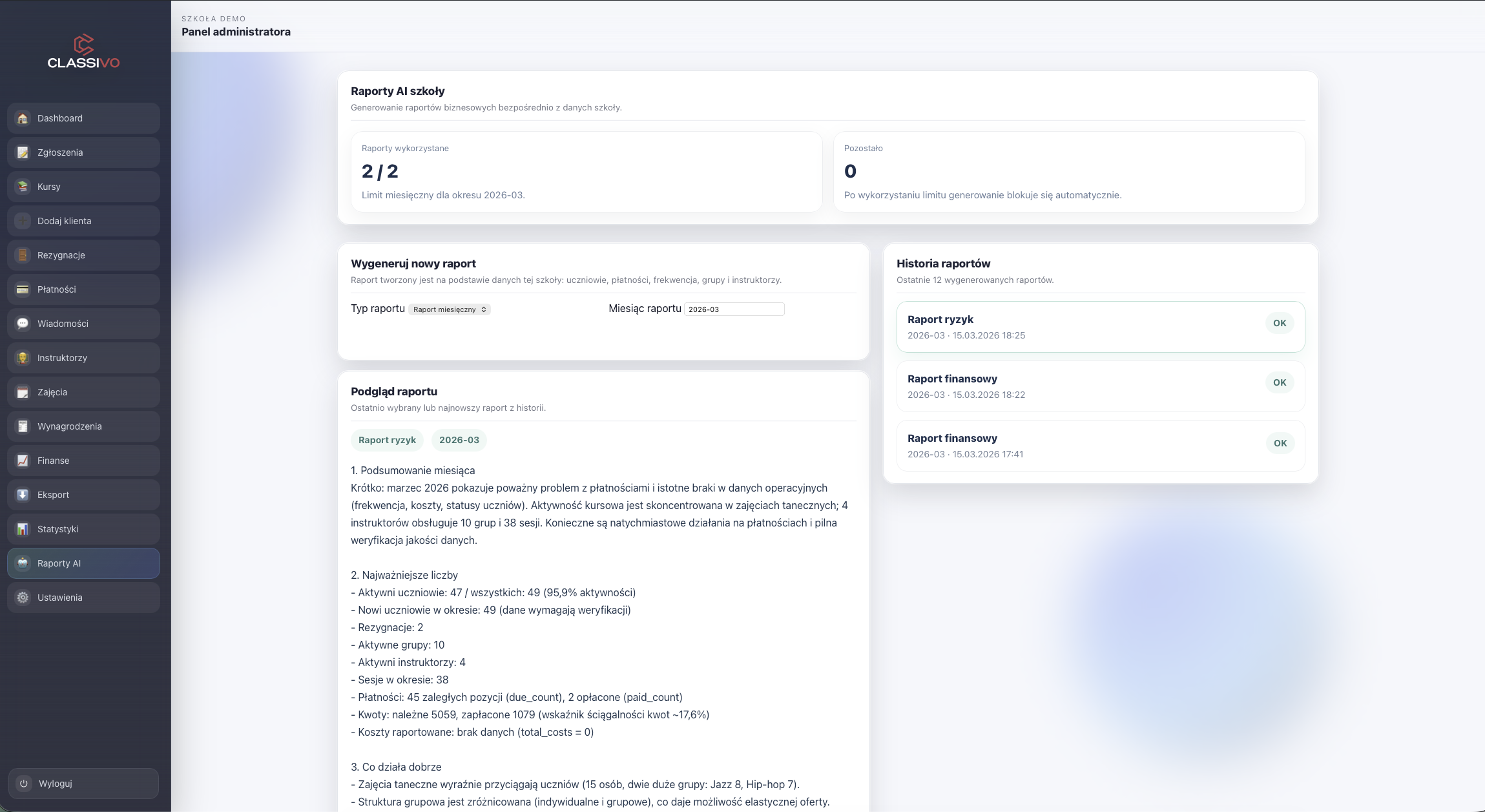 Raporty i analizy w systemie Tuntievo